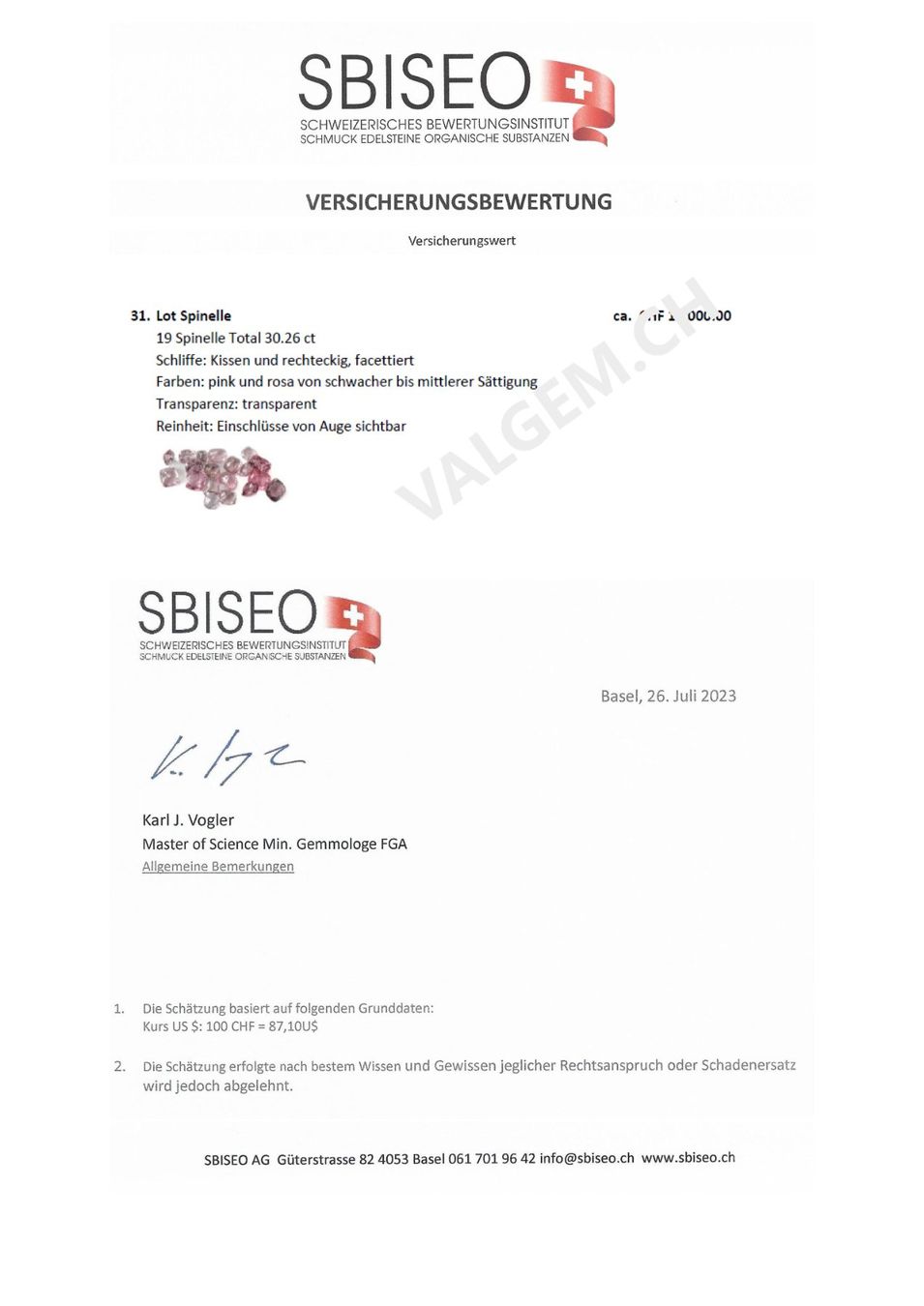 Pietre preziose: Superbe Spinelle rose 1.48 ct - CERTIFICAT 588.- Fr – Nuovo (secondo la descrizione) da Grimisuat venduto da Valgem 3