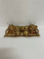 Vintage Orientalisches Teeservice mit Tablett und Teegläsern
