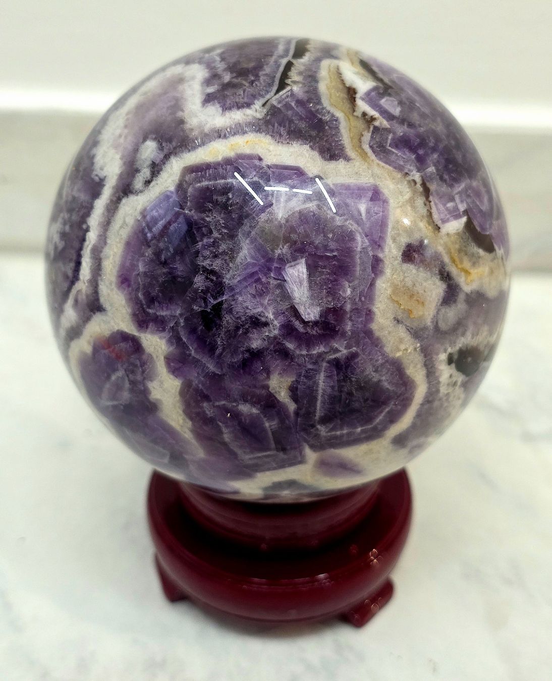 Minerali & Pietre curative: Chevron Amethyst Kugel E 100mm 1.4kg – Nuovo e nell'imballaggio originale da Matzingen venduto da Shay_Crystalz 1