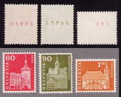 1960/63_364-369RLM_Baudenkmäler_ROLLENMARKEN mit Nr._KW 80 !