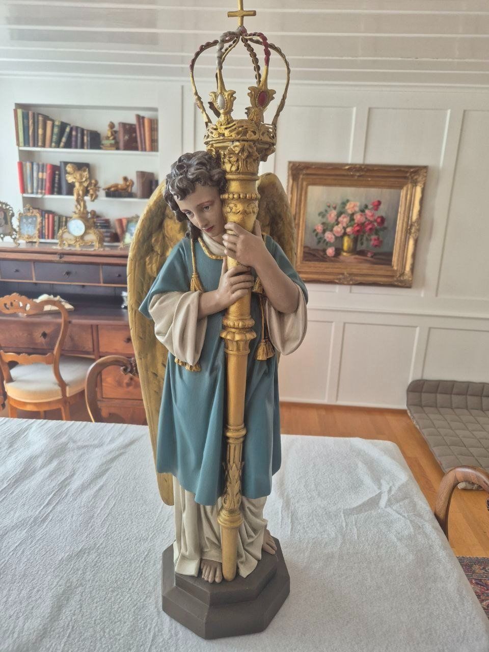 Statuette: Erzengel mit Zepter aus Gips ca. 1920 oder früher. – Usato da Speicher venduto da Ramtha1