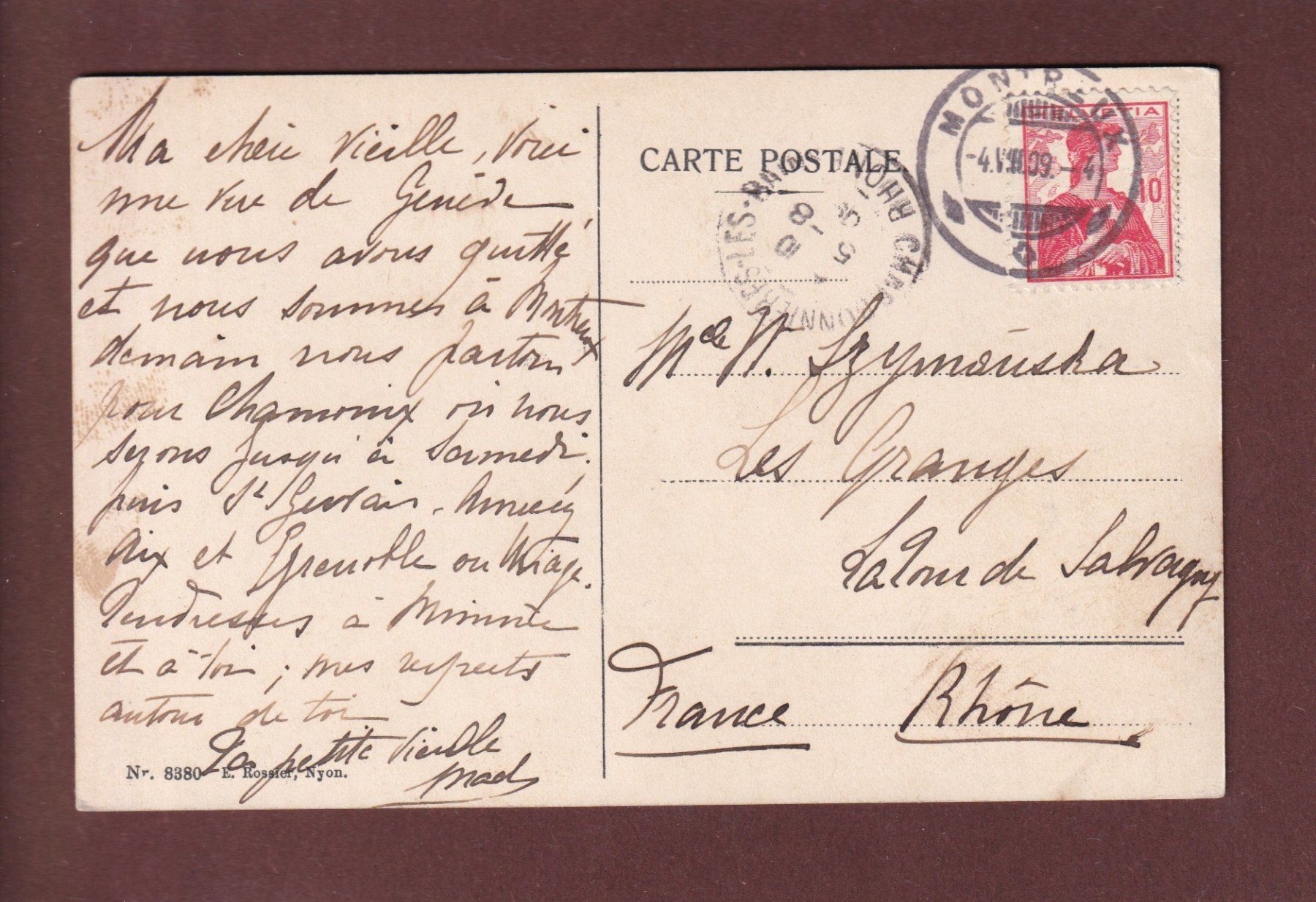 Cartoline postali: GENEVE au coucher du Soleil - 1909 – Usato da Pully venduto da nicecards 1