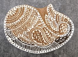 Indischer Textilstempel aus Holz Paisley Papierdruck 14x10cm