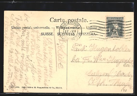 Cartoline postali: AK Winterthur, Bahnhofplatz, 1918 – Usato da Berlin venduto da bartko-reher 1