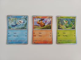 3 Pokemon Karten Oshawott Tepig Snivy guter Zustand