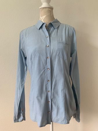 Feine Bluse v. Marc O‘Polo Gr. 36, Baumwolle blau langarm
