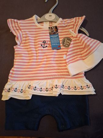 Set bimba 2 pezzi righe rosa bianche taglia 68