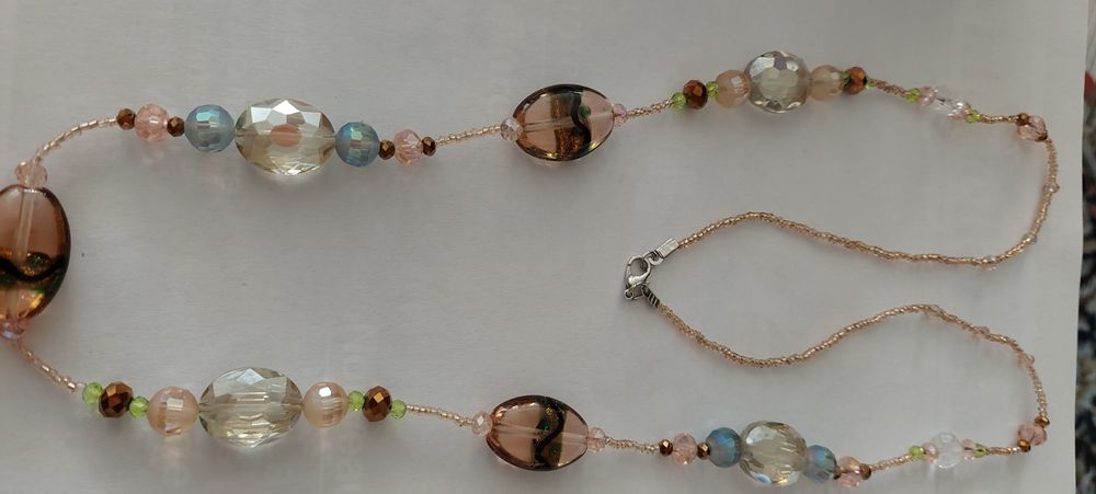 Collier Pierre Dure Montée Sur Ficelle Tressée - Doré - Bon état - Modèle Jam357