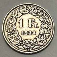 1 Franken - stehende Helvetia - 1934 B (Silber .835)