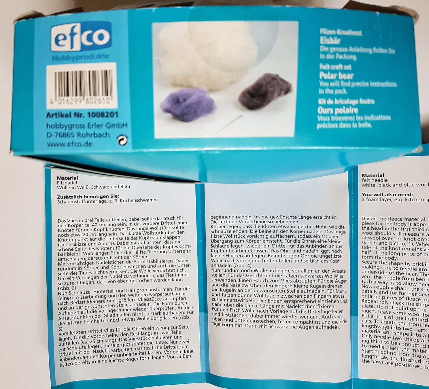 Kit bricolage: Kreativset Filzen, Sujet Eisbär / NEU – Nuovo e nell'imballaggio originale da Dürrenäsch venduto da Bastelnde 3