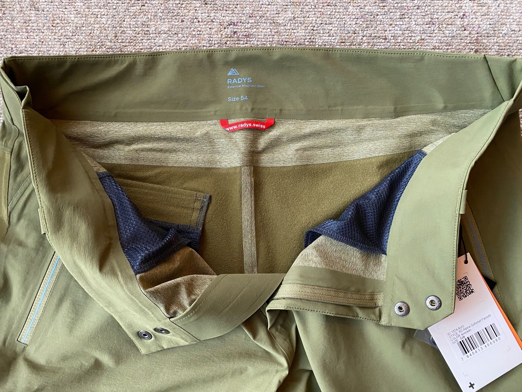 Radys Pantaloni: Neue Radys R2 Alpine Softshell Pants Herren, Gr. 54, avocado – Nuovo e nell'imballaggio originale da Thun venduto da dane_pao 5