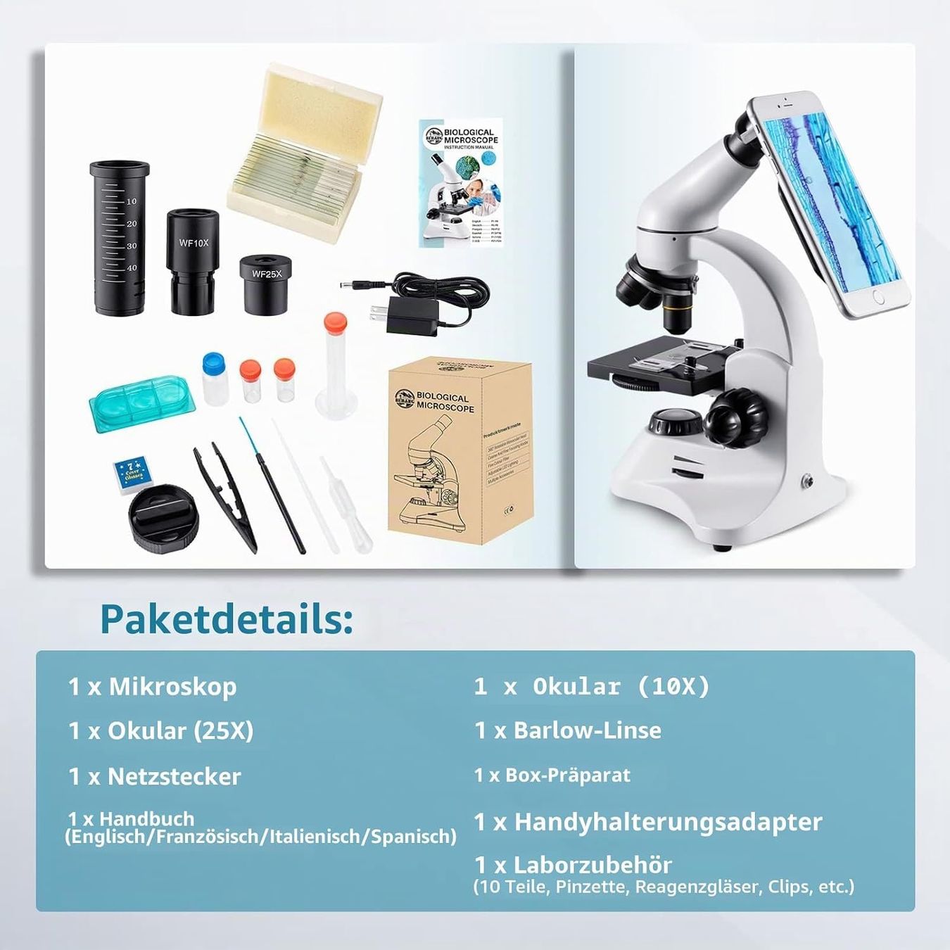 Microscopi: Optisches Mikroskop 40-2000x Dual Beleuchtung Komplettset – Nuovo e nell'imballaggio originale da St. Gallen venduto da RestpostenSG 6