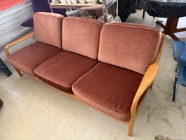 Vintage 3-Sitzer Sofa mit Holzgestell – 195 cm 