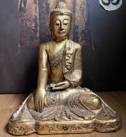Holz Buddha Statue Thailand Figur blattvergoldet 44,5cm groß