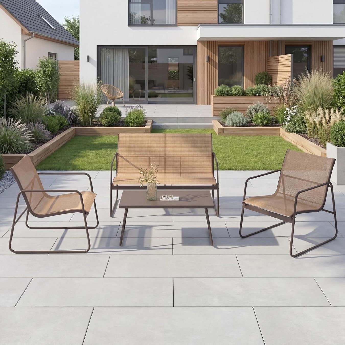 Set di tavolo e panche: Gartenmöbel Set 4-TLG, Textilene Balkonmöbel – Nuovo e nell'imballaggio originale da Gränichen venduto da omniadeals