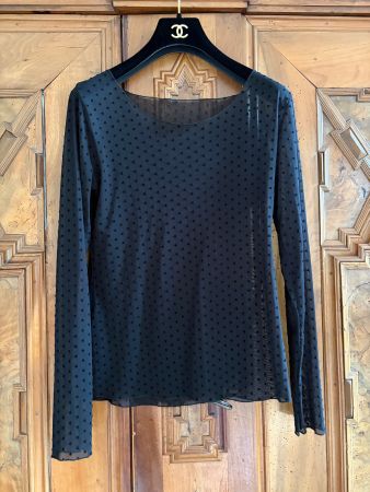 Elastische Tüllbluse Größe: M Farbe: Schwarz