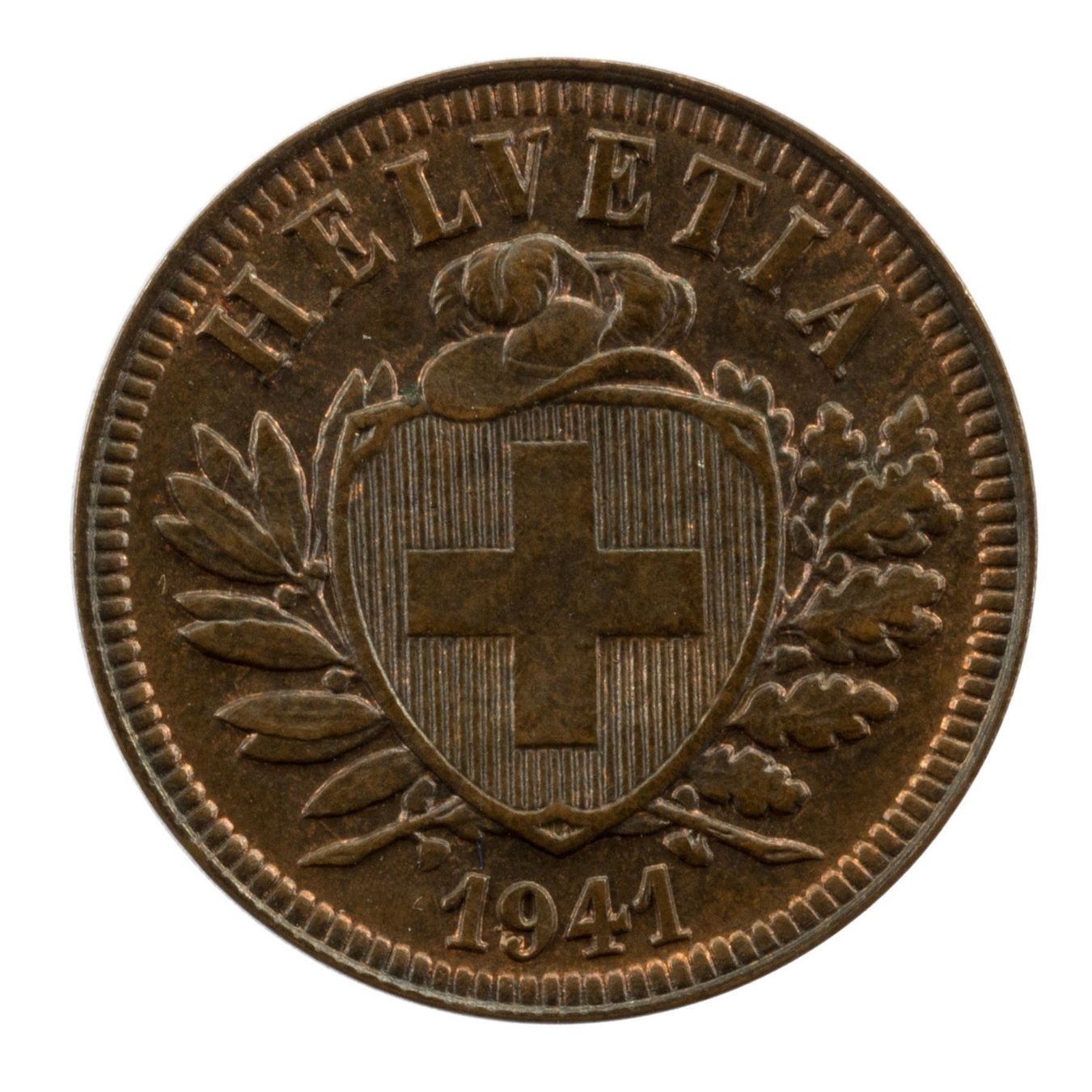 Tutti le monete: Schweiz / Suisse - 2 Rappen - 1941 – Usato da Rotkreuz venduto da Swiss-Coins