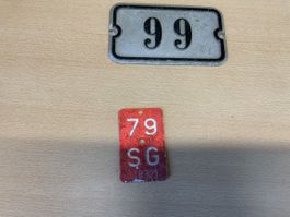 Alte Hausnummer 99 und 79 SG, Metallschilder Unikat Sammlers