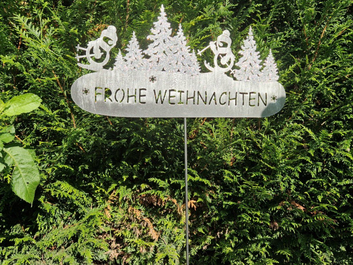 Alle Dekorationen: Stecker “Frohe Weihnachten” silber Schild – Neu und originalverpackt aus Matzendorf von Gartendeko-Shop