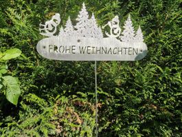 Stecker “Frohe Weihnachten” silber Schild