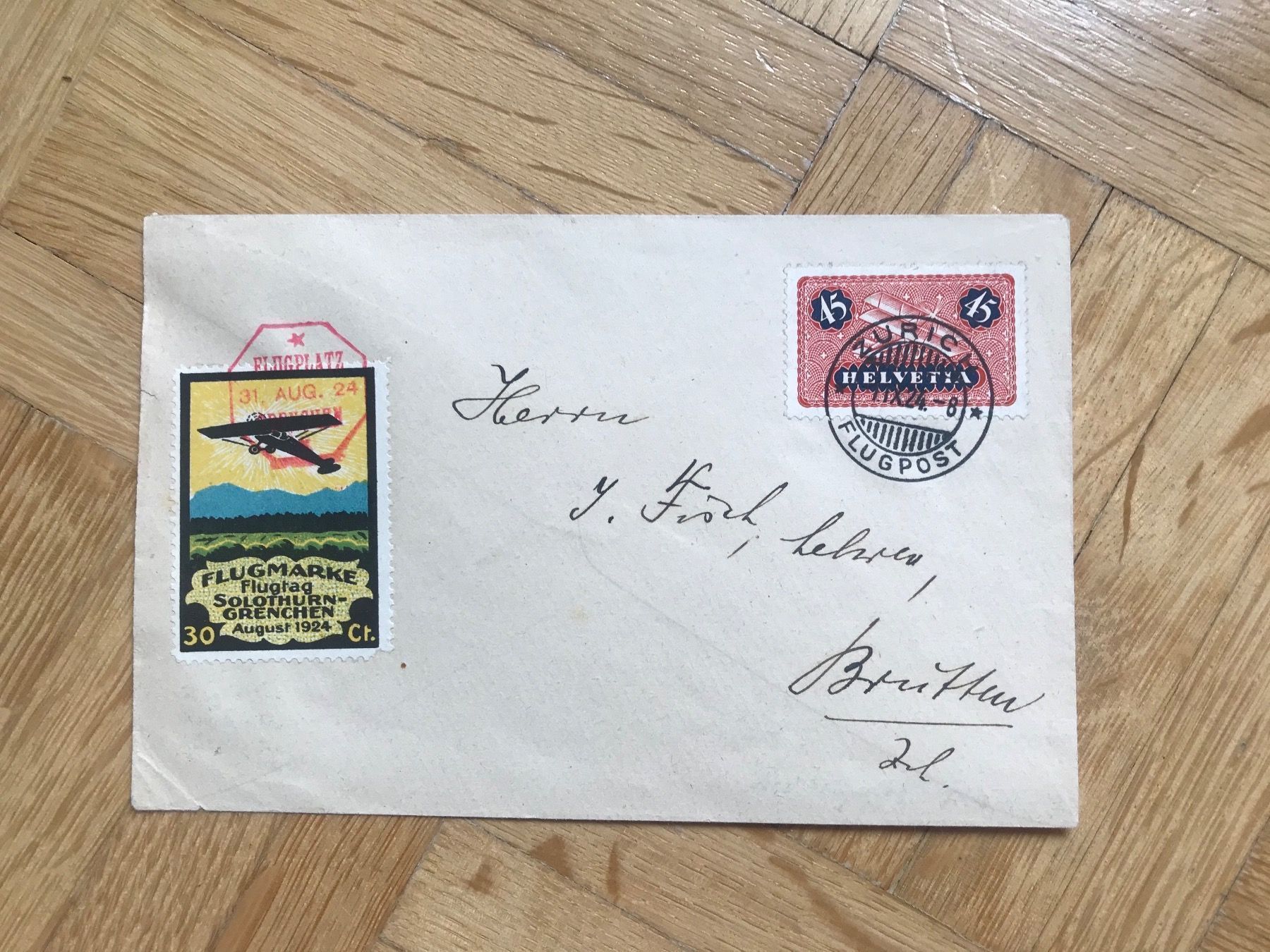 Tutti i francobolli: 1924 Flugpostbeleg nach Brütten – Usato da stäfa venduto da brandy66