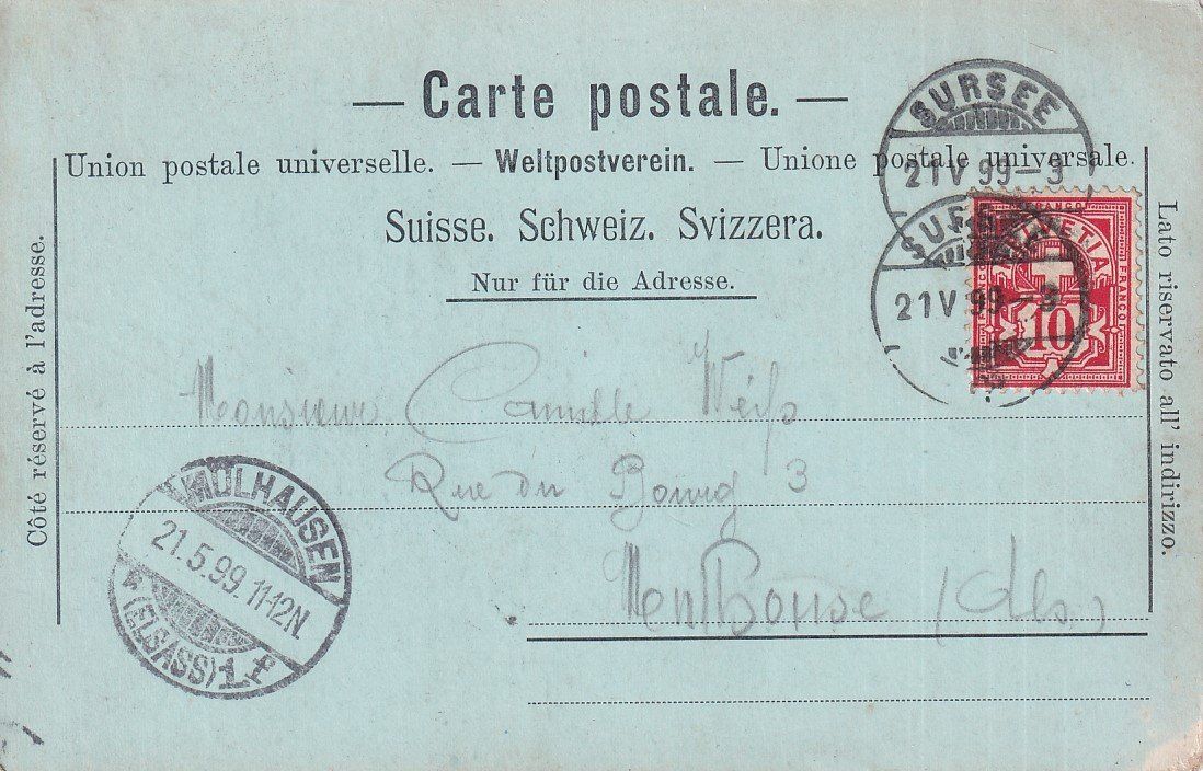 Cartoline postali: Sursee   LU    -   Mondschein - Litho       um 1899 – Usato da Brig venduto da Valcards54 1