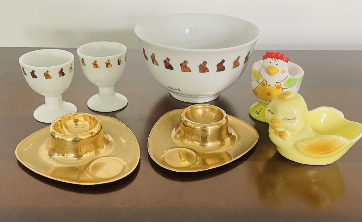 Altre Stoviglie: Süsses Oster-Set: Schüssel, Eierbecher, goldige Halter! – Nuovo (secondo la descrizione) da Au ZH venduto da Jaggy4 1