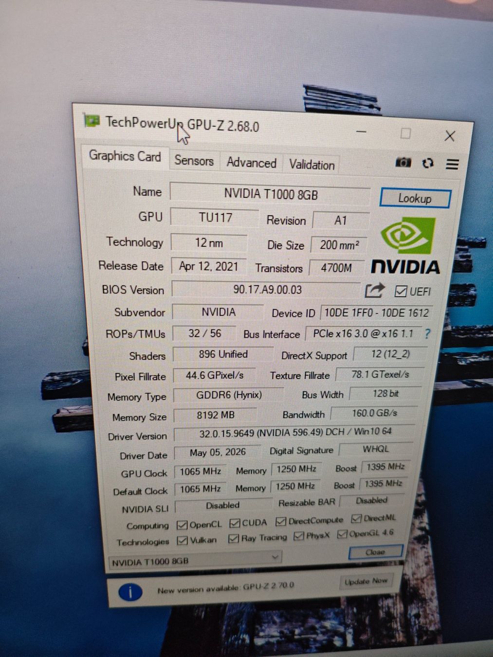 Nvidia Schede grafiche: Grafikkarte Nvidia T1000 8GB – Usato da Dübendorf venduto da tho_v2cs 3