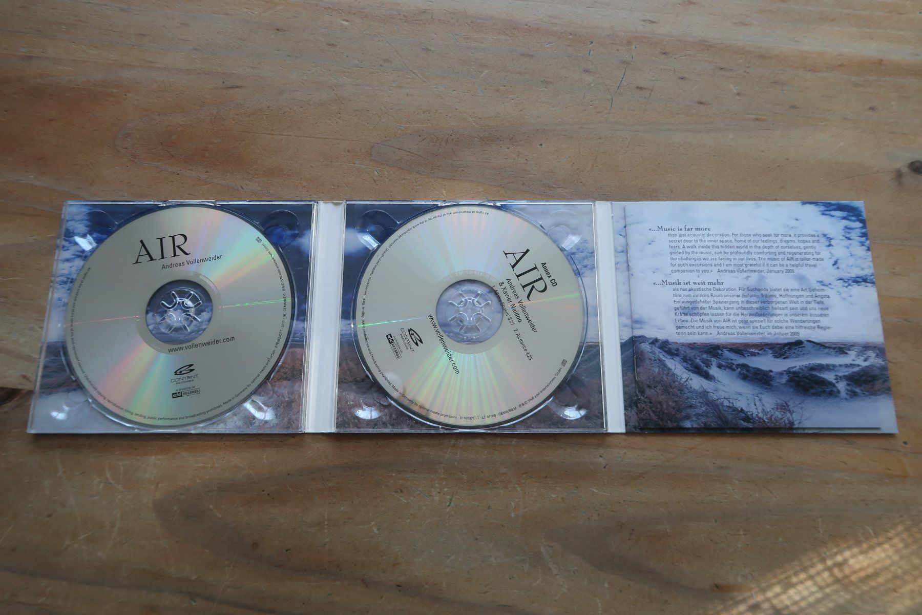 CD: ANDREAS VOLLENWEIDER - AIR - 2x CD – Usato da Basel venduto da Patiscat 3