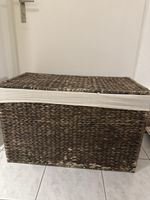 Woven laundry basket with 3 compartments, brown, good condit