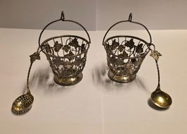 Antike Englische Hänkelschalen 925 Sterling Silber 284 Gramm