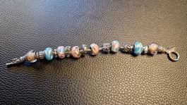 Tolles "Pandora - Imitat" Armband, rosa/ hellblau. Neu!