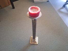 Kerzenständer Vintage Look, Metall silberfarben, 45 cm hoch