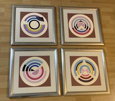 4 Kunstbilder abstrakte Kunst gerahmt mit schönem Rahmen