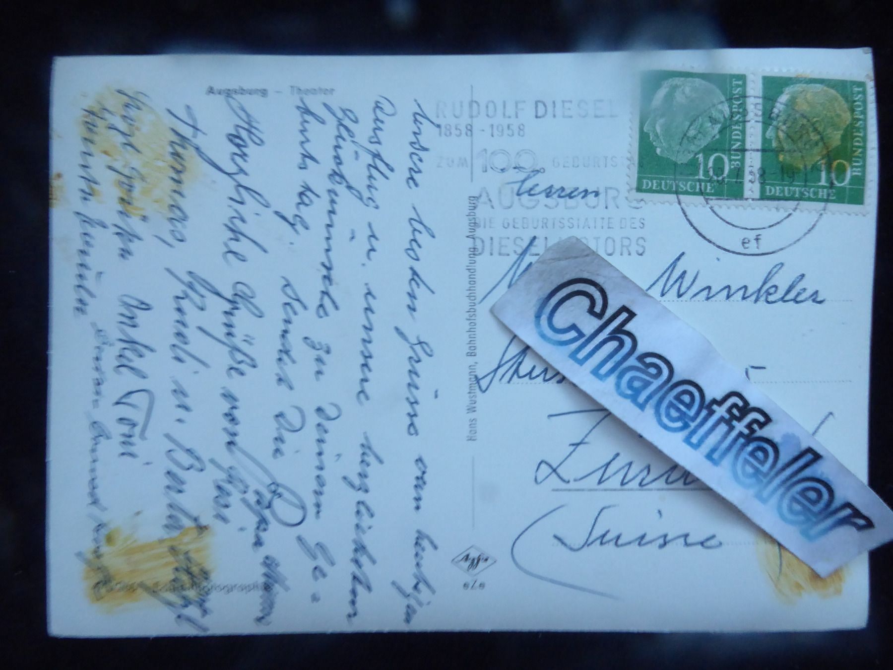 Cartoline postali: Augsburg - Theater – Usato da Zürich venduto da Chaeffeler 1