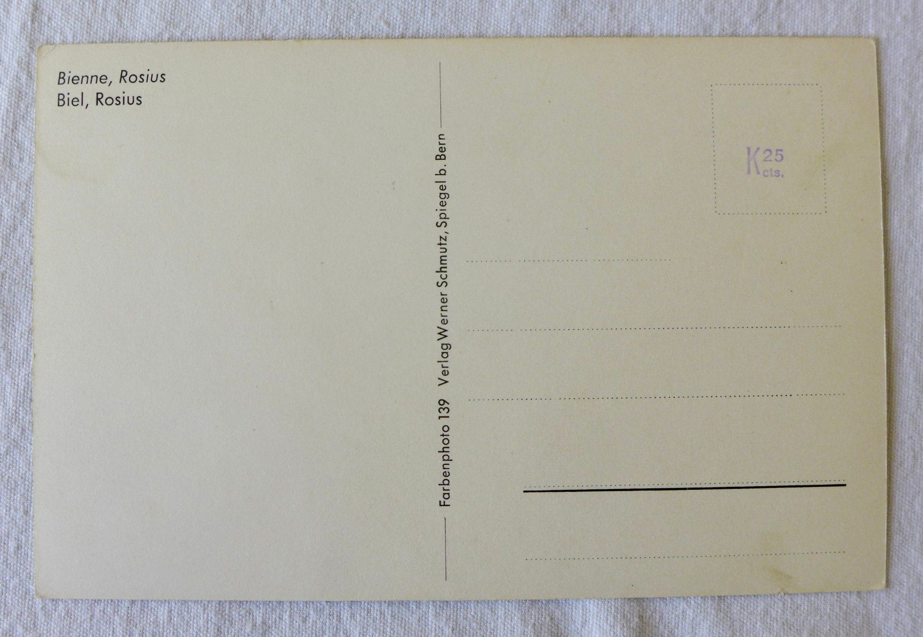 Cartoline postali: AK BIEL BE, Rosius, Postauto, Kirche – Usato da Wallisellen venduto da aloa09 1