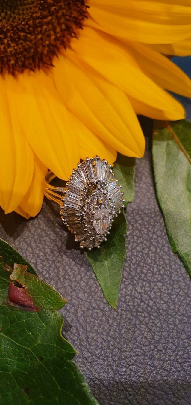 Anelli: Solitär Entourage Diamanten Ring Platin – Usato da Unterägeri venduto da Altgoldschmuck 3