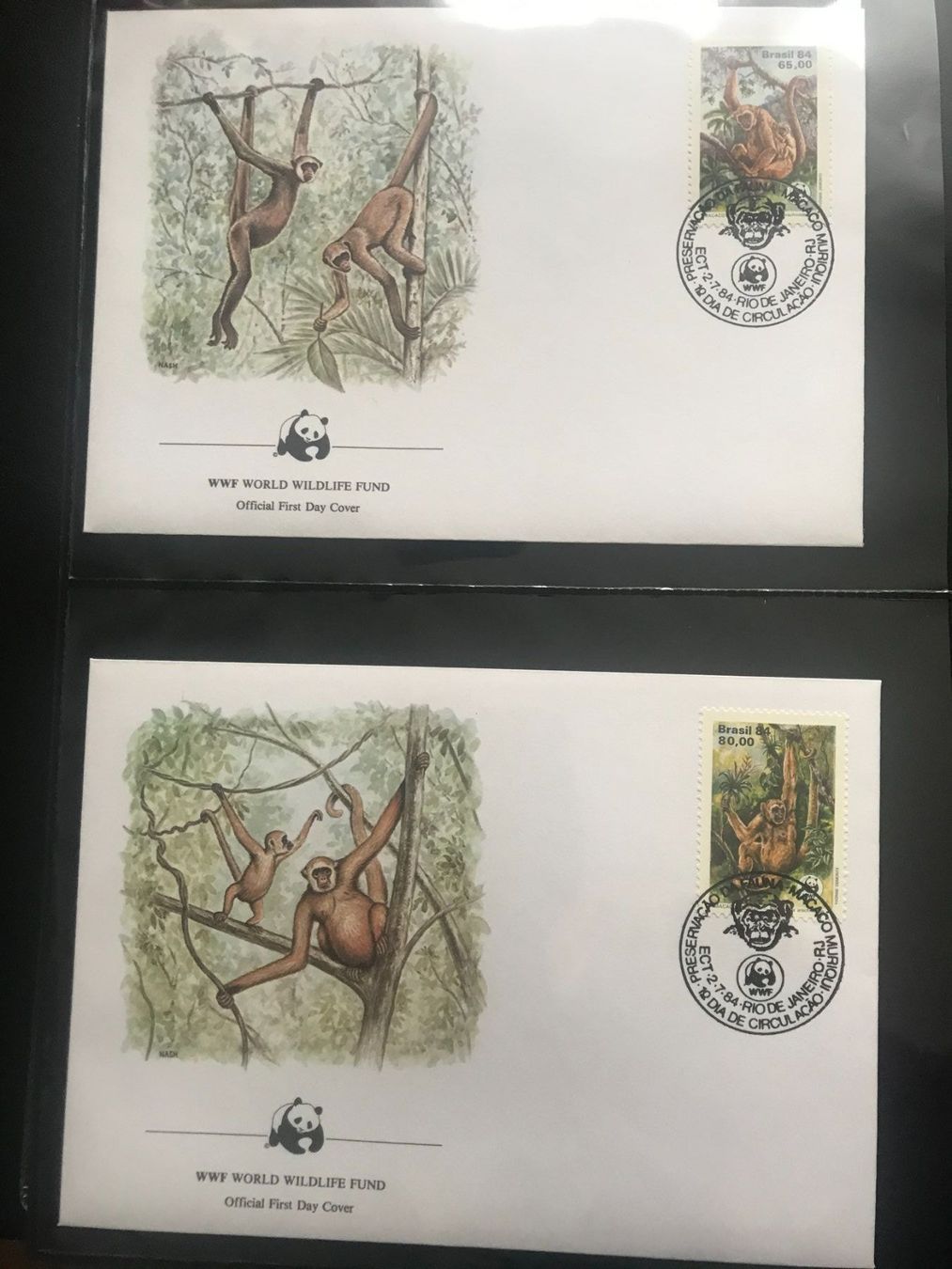 Alle Briefmarken: WWF Brasilien 1984 Spinnenaffe Satz Ersttagsbriefe – Neu (gemäss Beschreibung) aus Winterthur von schnueps