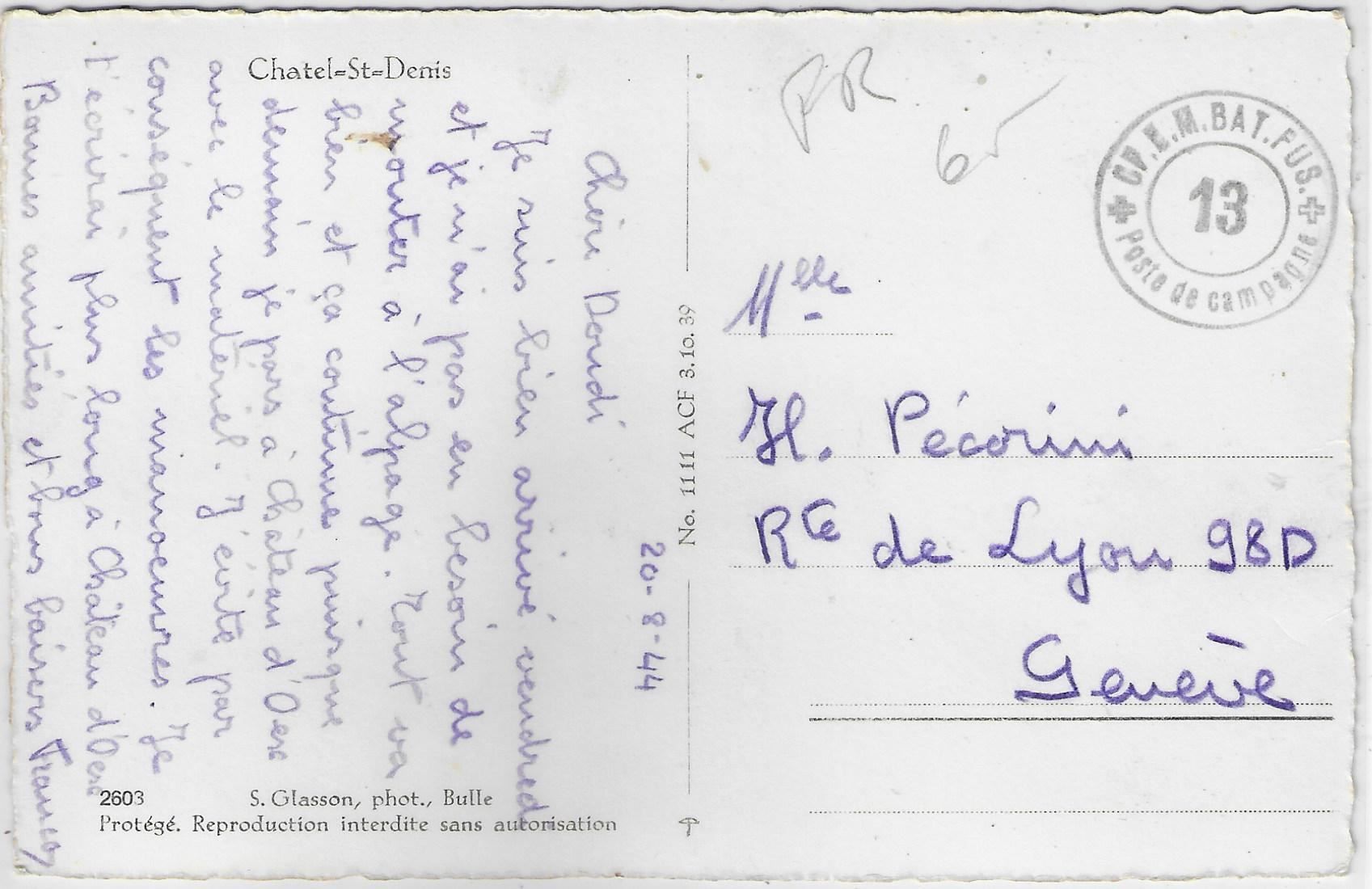 Cartoline postali: Chatel St.-Denis - Vue generale – Usato da Ettingen venduto da Kartenplanet 1