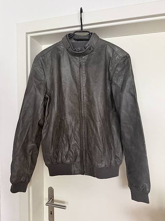 Herren Lederjacke grau M