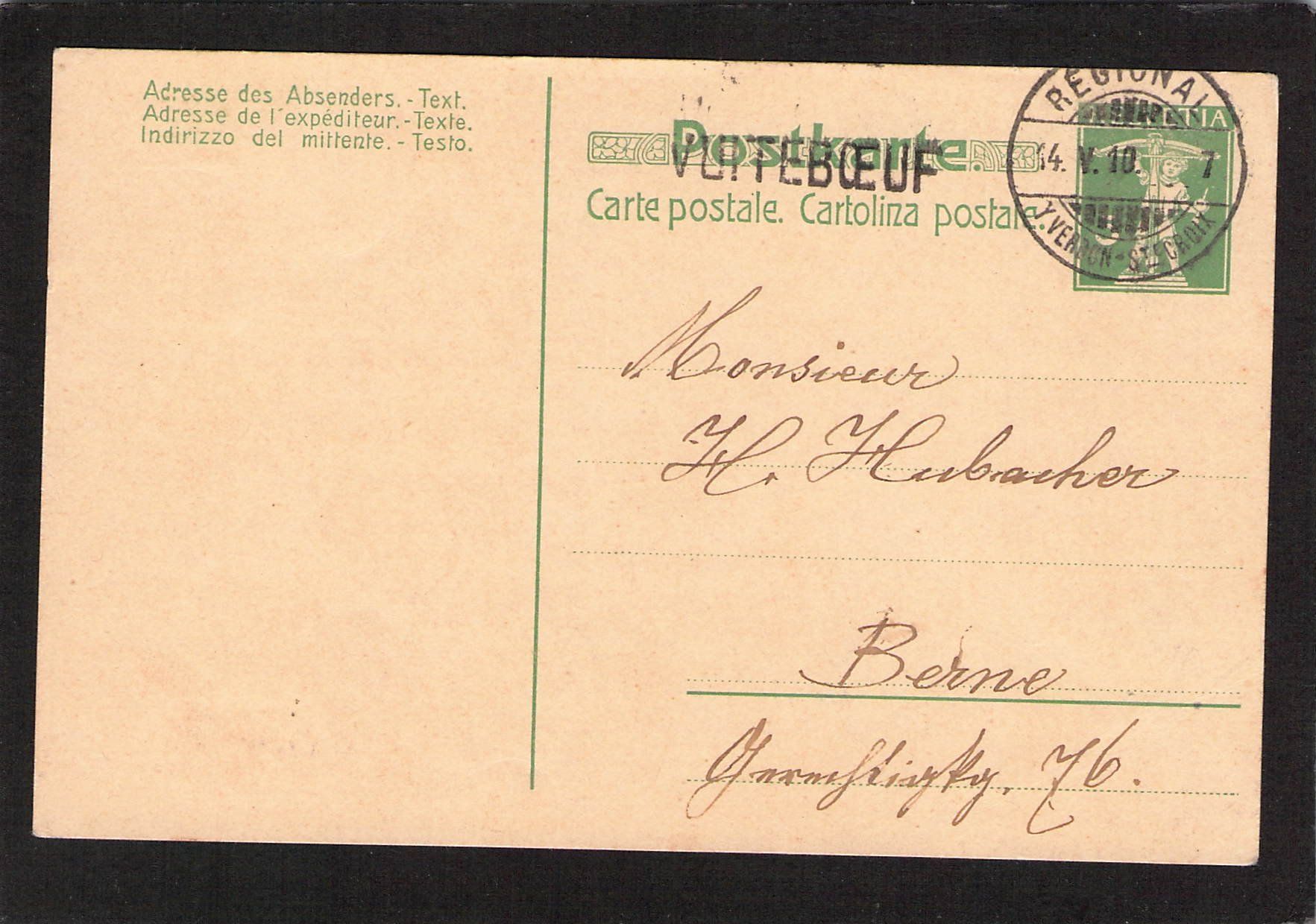 Tutti i francobolli: GS 5 Rp , Stabstempel Vuiteboef , 14.V.1910 – Usato da Reichenburg venduto da Pipo-67