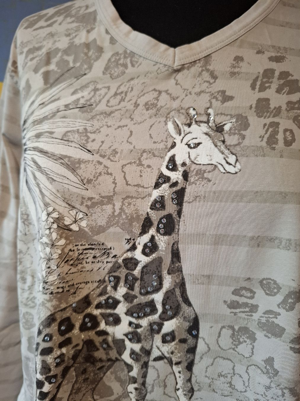 T-shirt: Gr XL Damen Langarmshirt Beige grau Giraffe basic nr 38 – Usato da Vinelz venduto da sonnenmond77 2