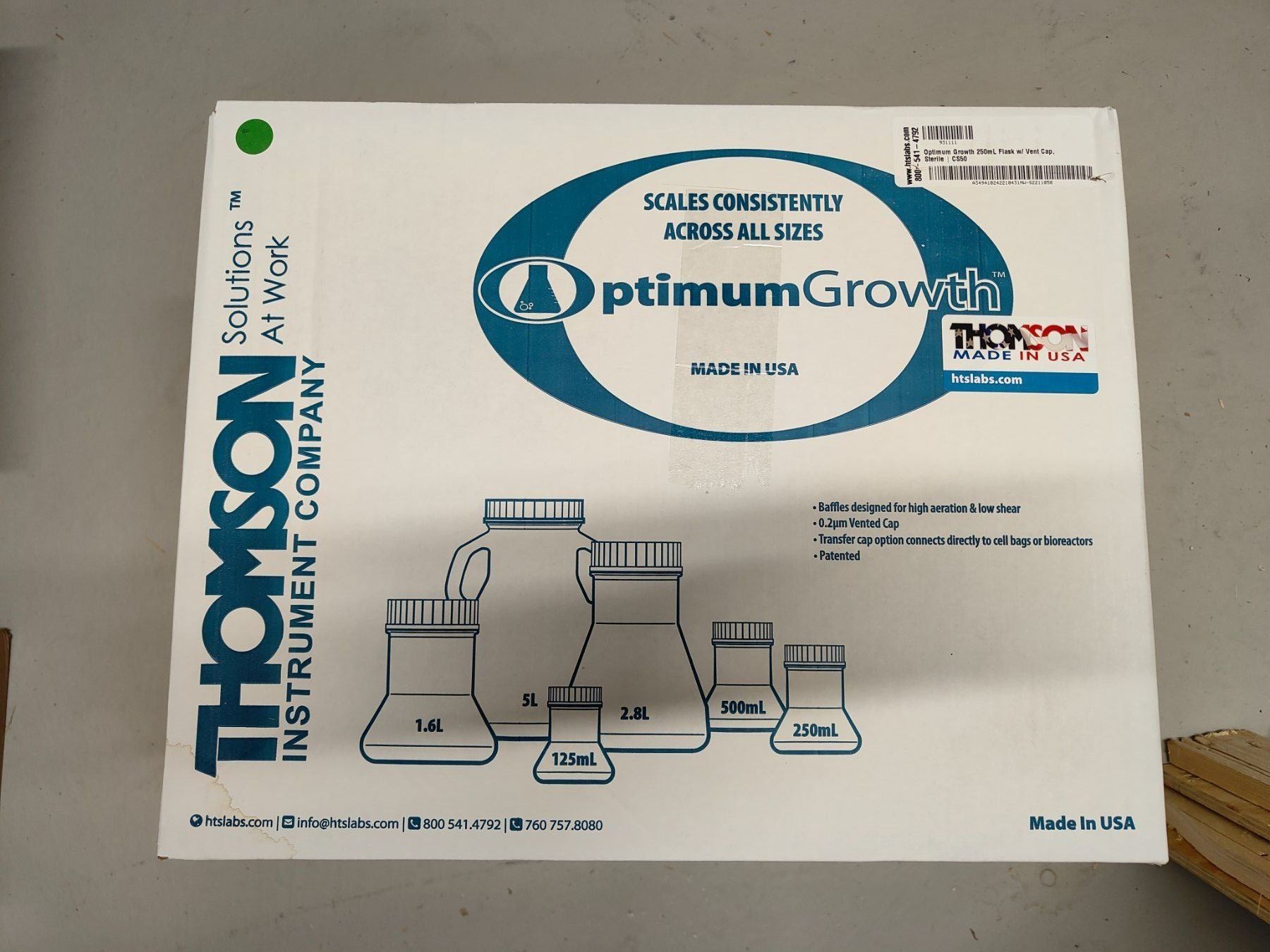 Messen: 50 Sterile Kolbenflaschen 250ml, Thomson Instruments – Neu und originalverpackt aus Zürich von Drengemann