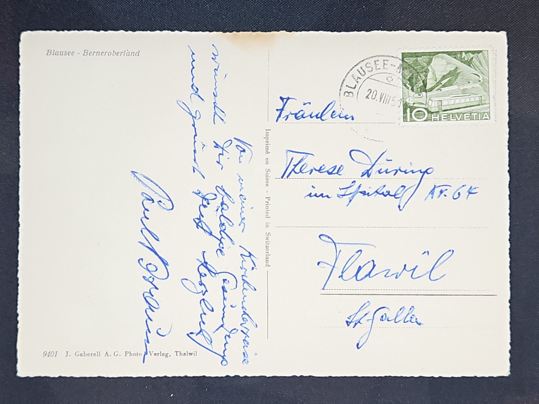Tutti i francobolli: CL08 Carte Postale Suisse 1951 / Blausee – Usato da Cousset venduto da Patrick_Collections 1