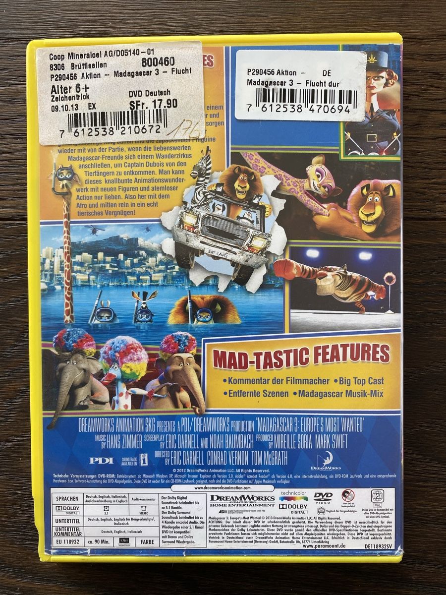 Tous les DVDs: DVD Madagascar 3 – D'occasion à Pfäffikon ZH par aveo14 1