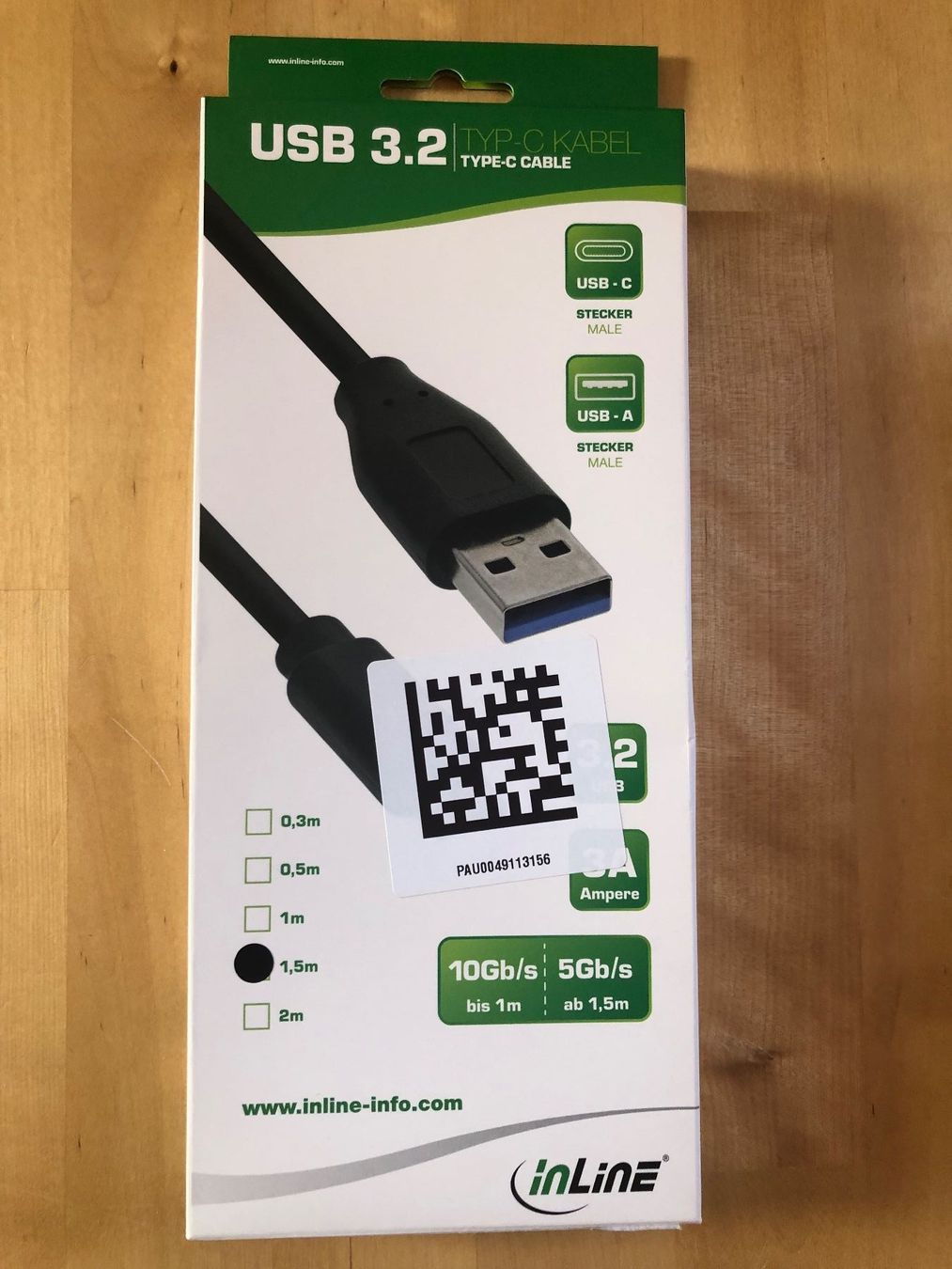 Cavi: INLINE USB 3.2 Typ-C Kabel Câble USB C - USB A 1.5m Garantie – Nuovo e nell'imballaggio originale da St-Aubin FR venduto da Tiweety