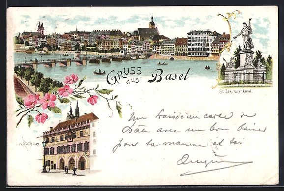 Ansichtskarten: Litho Basel, Ortspartie, Strassburger De – Gebraucht aus Berlin von bartko-reher