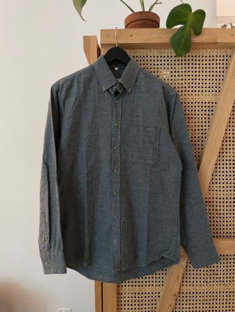 Warren & Parker Hemd Herringbone grau