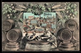 Grusskarten-AK Nürnberg, Ortspartie und