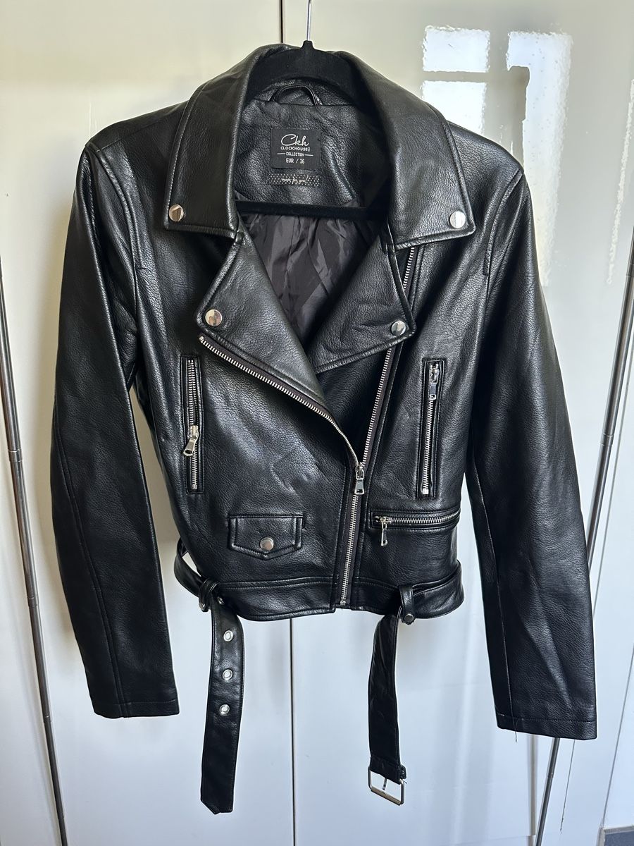 C&A Giacche: Clockhouse Bikerjacke schwarz Kunstleder Grösse 36 – Usato da Péry venduto da jasiii03